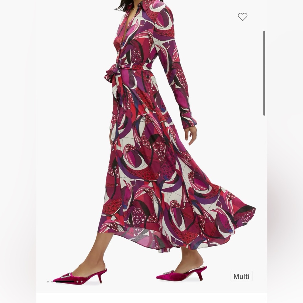 Robert Graham Vibrant Pink and Purple Long Sleeve Dress